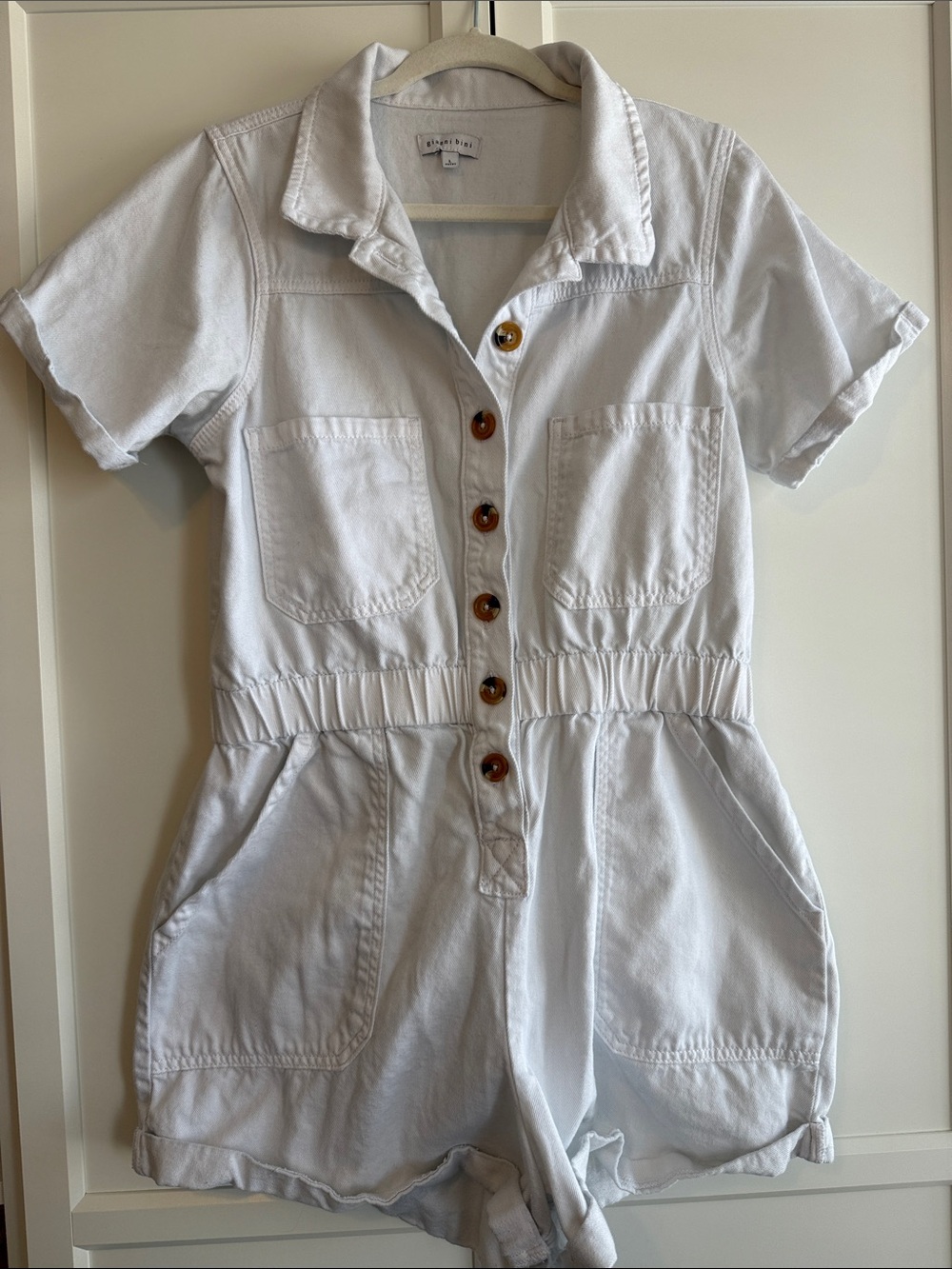 Gianni Bini White Button Front Romper Women’s L